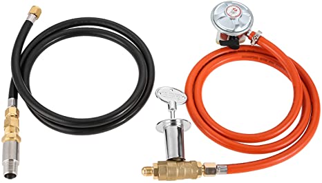 27mm 37Mbar Clip Propane Gas Fire Pit Valve Control System Replacement for Propane Gas Connection with 1/2" Air Mixer Valve Regulator Hose and Connect Hose 150K BTU Regulator System Kit