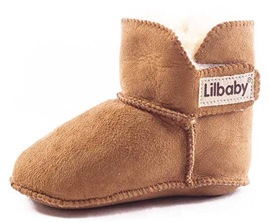 Lilbaby Bergen Merino Sheepskin Baby Bootie (100% PURE Australian Sheepskin, Calf Suede, Velcro Fastener)