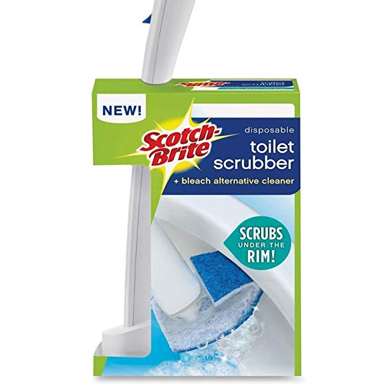 Disposable Toilet Scrubber Starter Kit – Includes 1-Handle with Storage Caddy and 5 Disposable Refills …