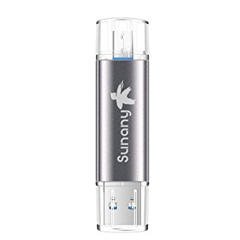 Sunany Metal USB Flash Drive USB 3.0 OTG Pen drive with Dual USB Connectors For Otg-functional Android Phone/PC(16GB Grey )