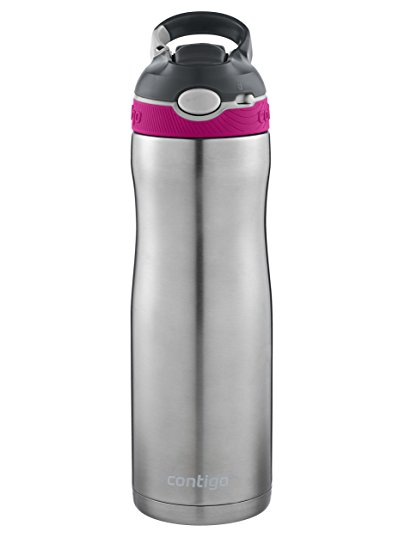 Contigo AUTOSPOUT Straw Ashland Chill Stainless Steel Water Bottle, 20oz, Very Berry