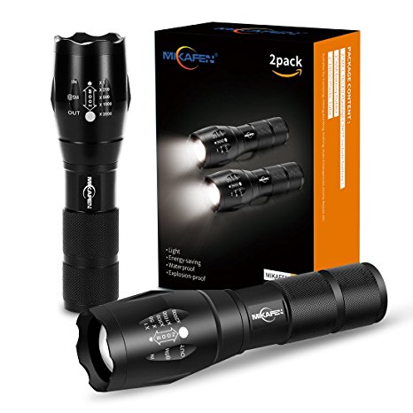 [2 PACK] LED Tactical Flashlights Torch 5 Modes, High Lumen, Zoomable, Water Resistant, Handheld flashlight torch - Best For Camping, Hiking, Dog Walking