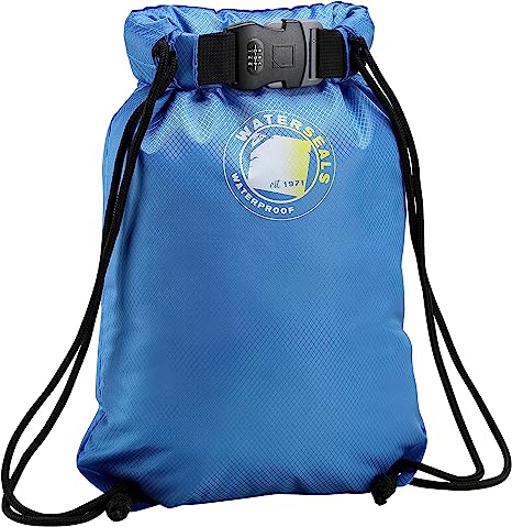 WaterSeals Unisex Anti-Theft Locking Cinch Drawstring Backpack, Waterproof Ripstop Nylon (Protect Wallet iPhone   Valuables), Royal Blue, One Size, Cinch Drawstring Backpack