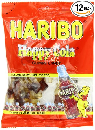 Haribo Gummi Candy, Happy Cola, 5-Ounce Bags (Pack of 12)