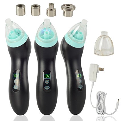 Facial Cleaner Diamond Microdermabrasion and Pore Cleansing System by AoStyle - Handheld Massager Device with Vacuum Massage Function, Black