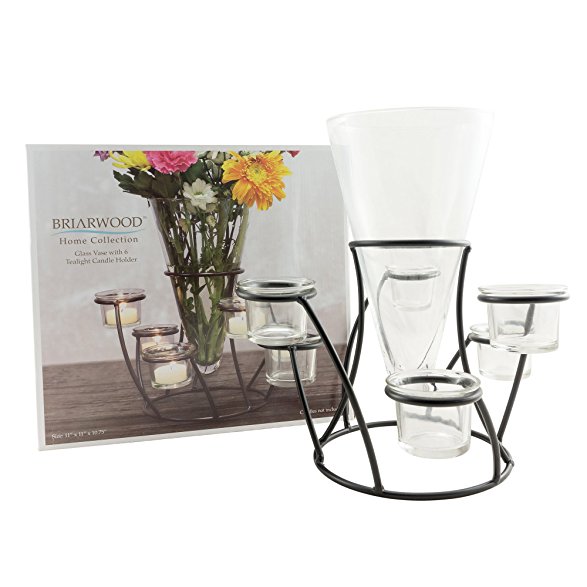 Stonebriar Glass Vase & Tea Light Votive Set, Modern Table Centerpiece