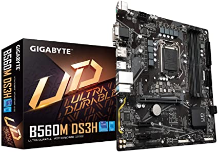 GIGABYTE B560M DS3H (LGA 1200/ Intel/ B560/ Micro-ATX/Dual M.2/ PCIe 4.0/ USB 3.2 Gen1/ GbE LAN/Motherboard)