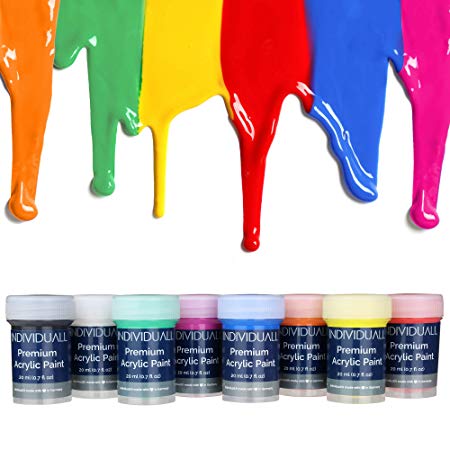 individuall Premium Acrylic Paint - Made in Germany - The Original – Extreme high Pigmentation - for Beginners, Students or Artists, Set of 8 Paints, Vivid Colors