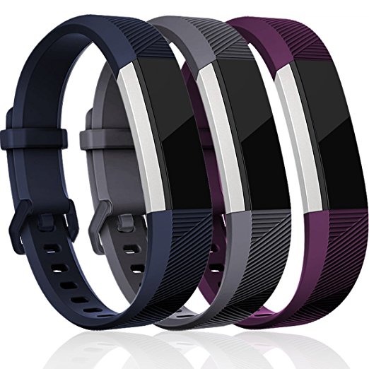 Maledan Replacement Accessories Bands (3 Pack) for Fitbit Alta and Alta HR with Stainless Steel Buckle