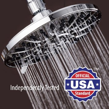 AquaDance® Premium-Plus High Pressure 6-setting 7" Rainfall Shower Head for the Ultimate Shower Spa Experience! Officially Independently Tested to Meet Strict US Quality & Performance Standards!