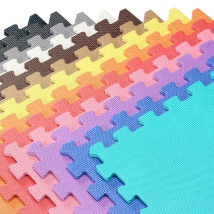 We Sell Mats - 2x2 Foam Interlocking Anti-fatigue Exercise and Fitness Gym Soft Yoga Trade Show Play Room Basement Square Floor Tiles Borders Included - 13 Colors to Choose From