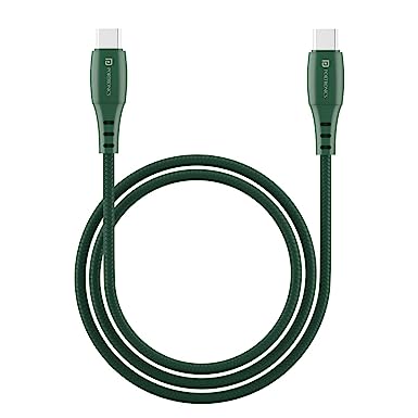 Portronics Konnect A Type C To Type C 60W PD Quick Charge Cable with 3A Fast Charging & 480mbps Data Transmission, 15000  Bends Lifespan and Extended 1M Length(Green)