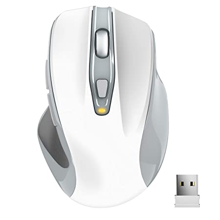 TedGem 2.4G USB Wireless Mouse with USB Nano Receiver Wireless Mouse Laptop 6 Buttons PC Mouse 5 dpi Wireless Mouse Energy Saving Wireless Mouse for Laptop/PC/Chromebook/Windows/Macbook, White