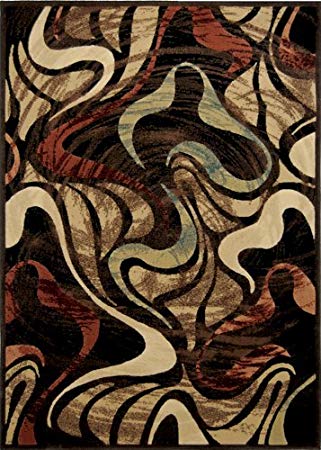 Home Dynamix Catalina Picasso Area Rug | Contemporary Living Room Rug | Bold Swirl Designs | Earth Tones and Textures | Brown, Cream and Red 5'3" x7'2