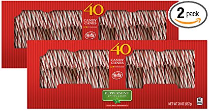 Brach's Bobs Red and White Candy Canes Peppermint, 40 Count Canes, Pack of 2