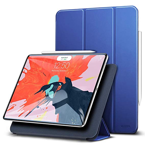ESR Case for iPad Pro 11 inch 2018 Release, [Apple Pencil Compatible] Magnetic Smart Case, Trifold Stand Magnet Case, Magnetic Attachment, Auto Sleep/Wake, Rubberized Cover, Navy Blue