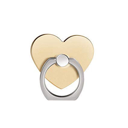 Phone Ring Stand Holder, [Gold Heart] 360 Degree Rotation Phone Grip Kickstand For Universal Smartphones Cell Phone