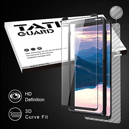 Tateguard Samsung Galaxy Note 8 Screen Protector [Compatible with S Pen] [Case Friendly Tempered Glass][Easy install][Bubble Free][Anti Scratch] with A Carbon Fiber Back Film