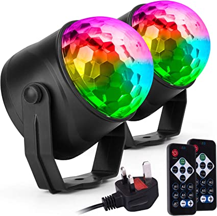 Ecoastal Party Disco Lights DJ Ball Strobe Led Rotating 7 Colorful Effects 3 Music Mode Remote Controller Sound Activated RGB Rave Dance Lamp for Kids Birthday Family Gathering Christmas 2 Pack