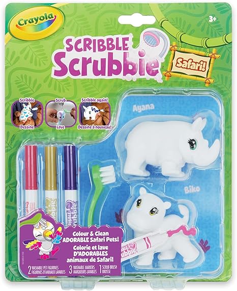 Crayola Scribble Scrubbie Safari Animals - Rhino and Hippo