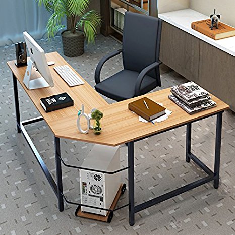 Tribesigns Modern L-Shaped Desk Corner Computer Desk PC Latop Study Table Workstation for Home Office, Wood & Metal