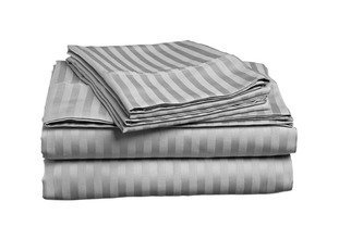 ITALIAN Collection 1500 Thread Count STRIPED 4PC QUEEN Sheet Set, GREY