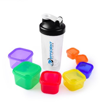 Portion Control Containers EXCLUSIVE Kit (7-Piece) & Protein Shaker Cup with COMPLETE GUIDE   21 DAY PLANNER   RECIPE eBOOK - BPA FREE Color Coded Meal Prep System for Diet and Weight Loss