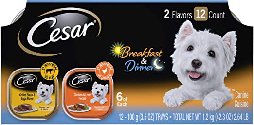 CESAR Sunrise Breakfast and Dinner Mealtime Variety Pack Dog Food Trays 3.5 oz. (12 Count)