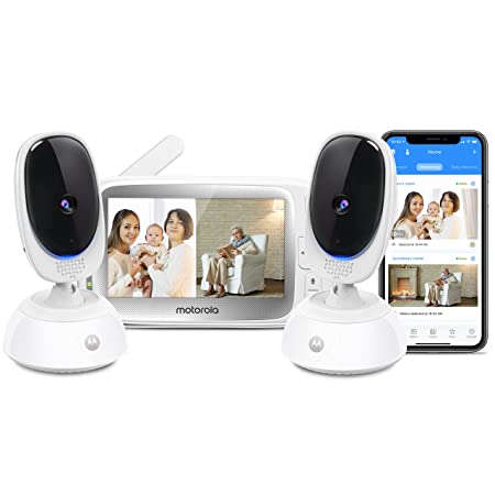 Motorola Connect40-2 Video Baby Monitor –5" Parent Unit and HD Wi-Fi Viewing with Two Cameras - 2-Way Audio, Night Vision, Temp Sensor, Remote Pan/Digital Zoom