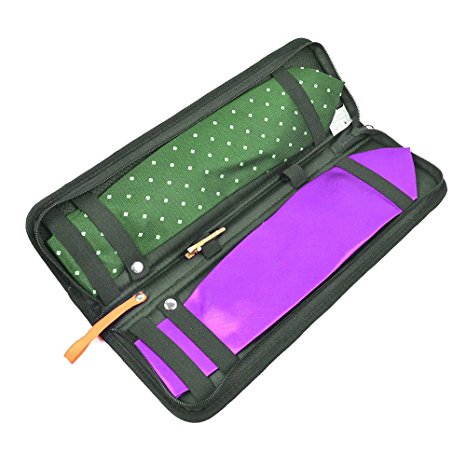 ATPWONZ Travel Tie Storage Case with Mesh Storage Interlayer Bag,Portable and Best Storaged (Nylon,Black)