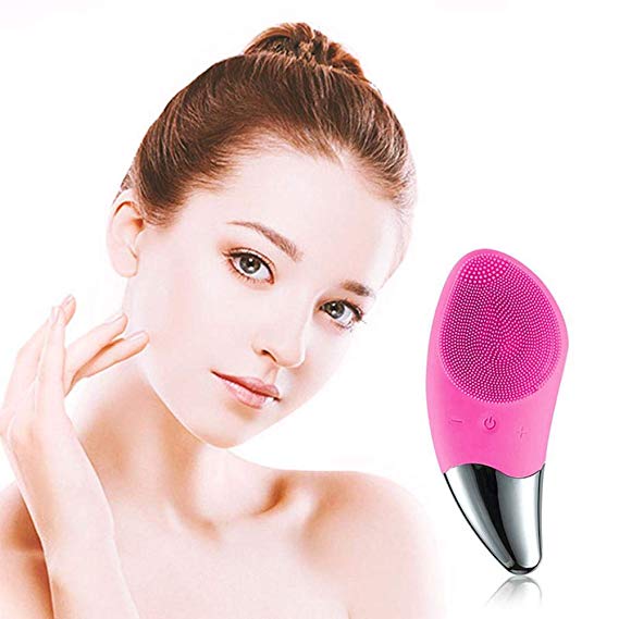 Baiwka Facial Cleansing Brush Silicone Face Cleaner Electric 6 Mode Silicone Face Brush Massager Rechargeable Waterproof Anti-Aging Reduce Acne and Blackhead for All Skin Types