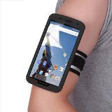 MoKo Google Nexus 6 Armband Silicone Armband for Google Nexus 6 - Key Holder Slot Lightweight well-rounded protection Perfect Earphone Connection while Running BLACK