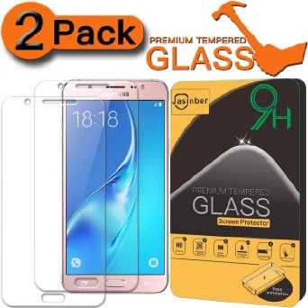 [2-Pack] Galaxy J7 (2016) Screen Protector, Jasinber Tempered Glass Screen Protector for Samsung Galaxy J7 2016 (Not for 2015 Released) with 9H Hardness/Anti-Scratch/Anti-Fingerprint