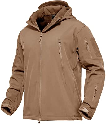 FREE SOLDIER Men's Outdoor Waterproof Soft Shell Hooded Military Tactical Jacket