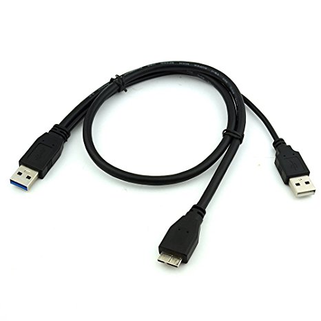 USB 3.0 Cable A Male to Micro B 2 FEET (0.6 Meters) Dual Power Support Y Shape