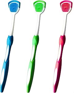 Tongue Brush, Tongue Scraper, Tongue Cleaner, Tongue Scraper Brush, Tongue Cleaner Brush, Tongue Brushes Helps Fight Bad Breath, 3 Tongue Scrapers, 3 Pack (Blue&Green&Red)