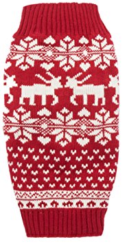 Dog Reindeer Holiday Pet Clothes Sweater for Dogs Puppy Kitten Cats, Classic Red