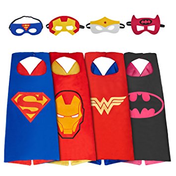 Mijoyee Superhero Dress Up Costumes (boy girl) and Mask set of 4 different styles