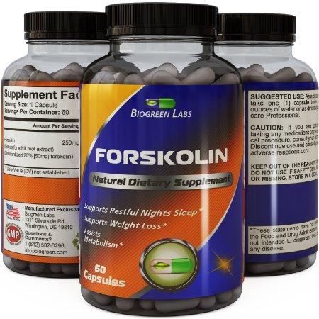 Potent Forskolin For Weight Loss - Pure Forskolin Root Extract Supplement - Burn Belly Fat   Support Energy Levels - Natural Coleus Forskohlii Weight Loss Pills For Men & Women By Biogreen Labs