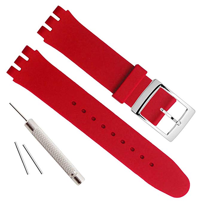 Silver Plated Stainless Steel Buckle Waterproof Silicone Rubber Watch Strap Watch Band