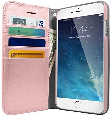 Silk iPhone 7 Plus Wallet Case - Folio Wallet for iPhone 7  [Synthetic Leather Kickstand Flip Cover] - Rose Gold