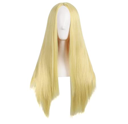 MapofBeauty 28 Inch/70cm Women Special Long Straight Synthetic Wig (Blonde Yellow)