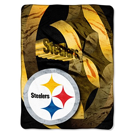 NFL Pittsburgh Steelers 60-Inch-by-80-Inch Micro Raschel Blanket, "Bevel" Design