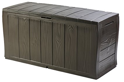 Keter Sherwood Outdoor Plastic Storage Box Garden Furniture, 117 x 45 x 57.5 cm - Brown