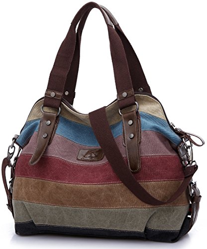 FreeMaster Women's Canvas Multi-Color Hobos Shoulder Bag Tote Handbag