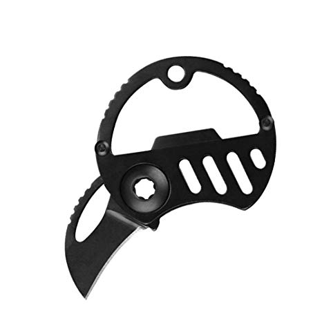 TANKING Folding Pocket Knife Key Chain Knife with Bottle Opener (Black)
