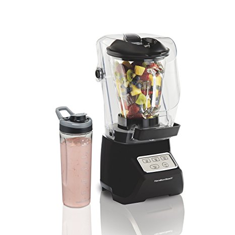 Hamilton Beach Sound Shield Blender with 950 Watt, 3-Speeds, 52 oz Glass Jar, 20 oz Blend-In Travel Jar, & Quiet Blend Technology (53603)