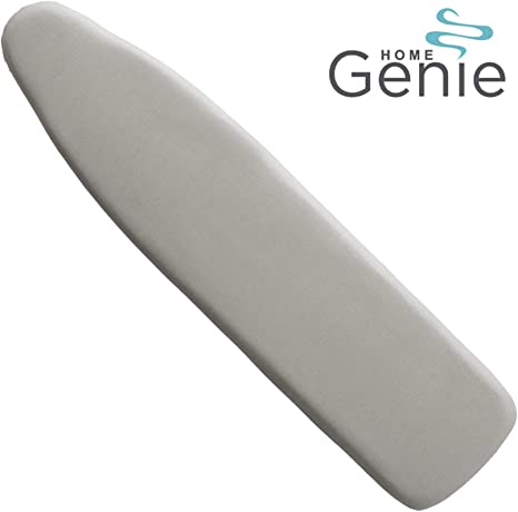HOME GENIE Reflective Silicone Ironing Board Cover, 15x54, Fits Large and Standard Boards, Velcro Straps, Pads Resist Scorching and Staining, Elastic Edge Covers, Thick Padding, Iron Faster, Silver