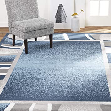 Home Dynamix Lyndhurst Rotana Modern Area Rug, Contemporary Blue/Gray/Ivory 3'7"x5'2"