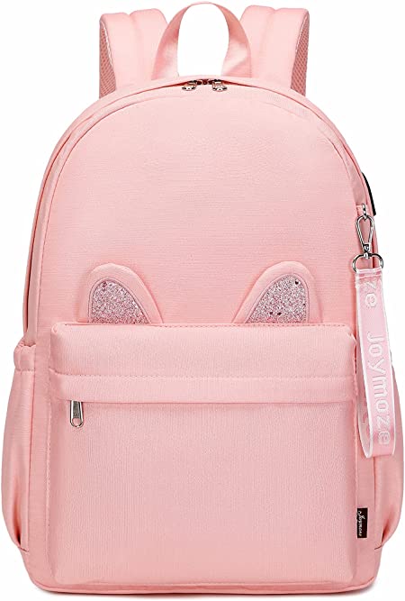 Joymoze Roomy Fashion Shimmer Cat Ears Cute School Backpack for Girl Pink